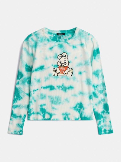 Gyerek Guess Tie-dye Graffiti Felsők Világos Kék | HU-553322