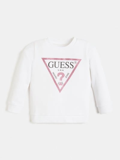 Gyerek Guess Triangle Logo Pulóverek Fehér | HU-103173