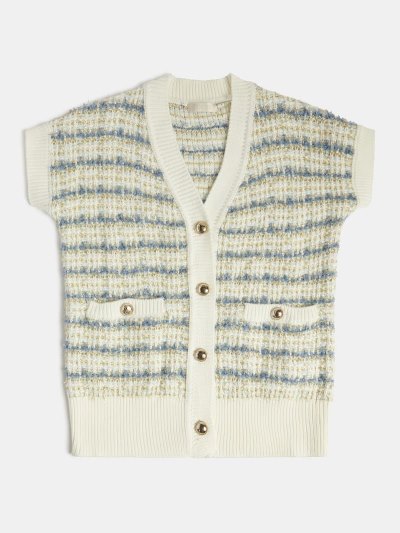 Gyerek Guess Tweed Effect Pulóver Kardigán Kék | HU-490475