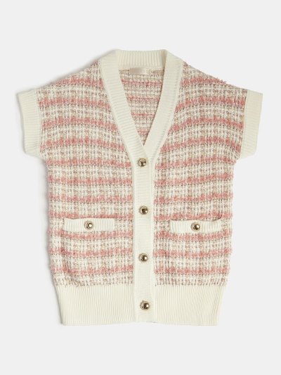 Gyerek Guess Tweed Effect Pulóver Kardigán Narancssárga | HU-526056