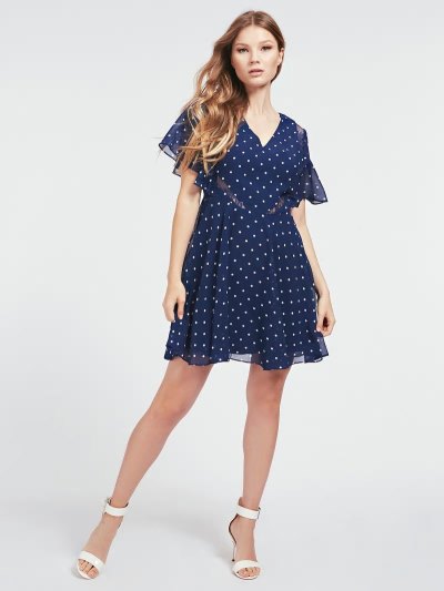 Női Guess A-line Fit All Over Print Ruha Kék | HU-966313