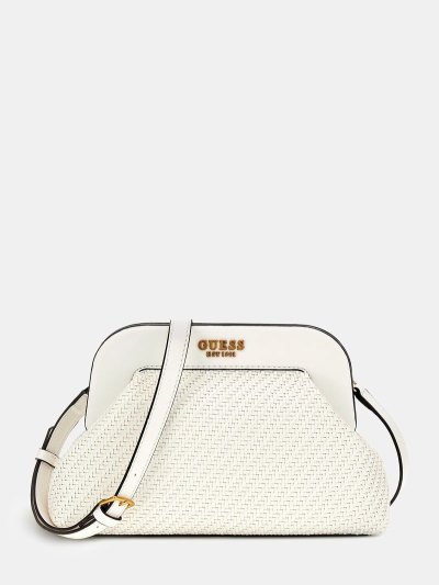 Női Guess Abey Braided Clutch Táska Fehér | HU-161761