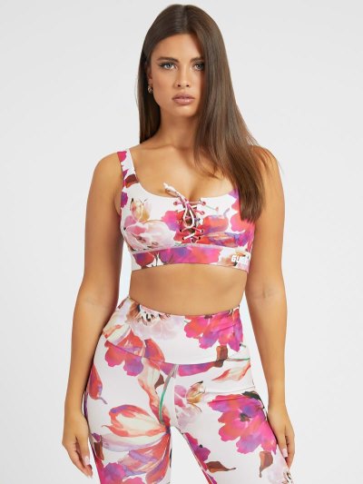 Női Guess All Over Floral Active Felsők Piros | HU-528565