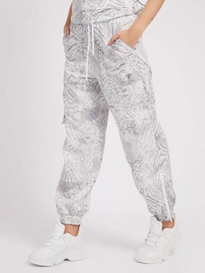 Női Guess All Over Print Nadrág Fehér | HU-523044