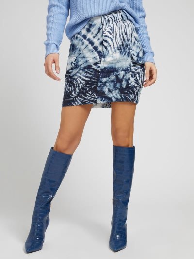 Női Guess All-over Print Mini Szoknya Kék | HU-859194