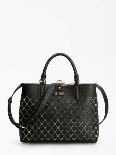 Női Guess Amara Perforated Kézitáska Fekete | HU-946977