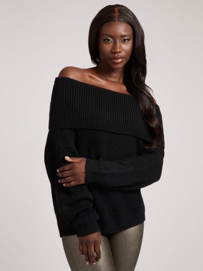Női Guess Asymmetric Pulóverek Fekete | HU-081280