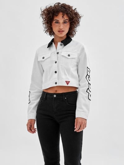 Női Guess Back Betty Boop Embroidery Farmer Dzsekik Fehér | HU-204196