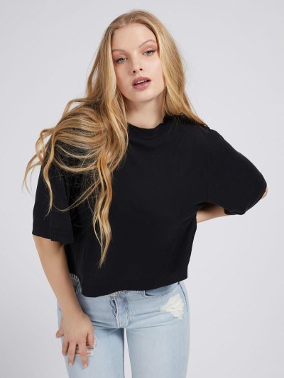 Női Guess Back Logo Felsők Fekete | HU-690451
