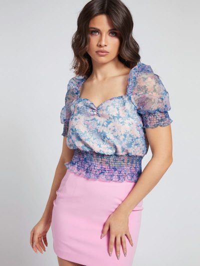 Női Guess Baloon Sleeves Felsők Kék | HU-920035
