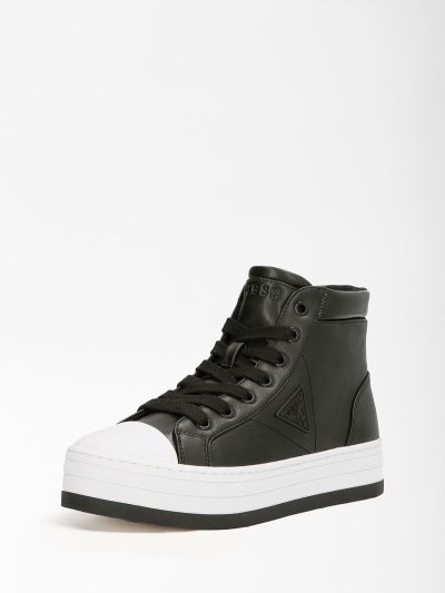 Női Guess Bask High-top Tornacipő Fekete | HU-556649