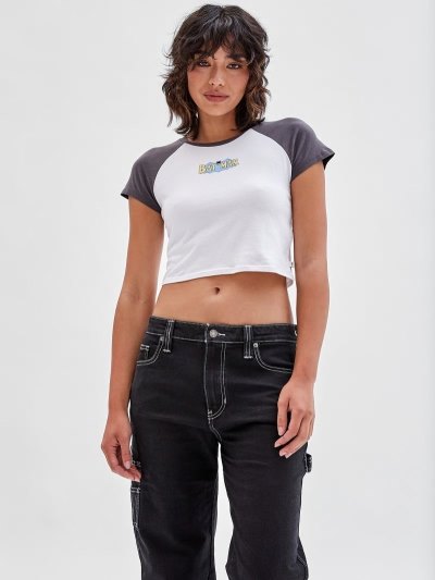 Női Guess Batman Color Block Crop Póló Fehér | HU-099190