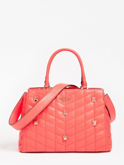 Női Guess Brera Steppelt Stud Kézitáska Piros | HU-496787