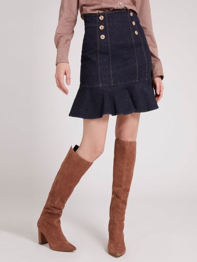Női Guess Buttons Fit And Flare Szoknya Kék | HU-385626