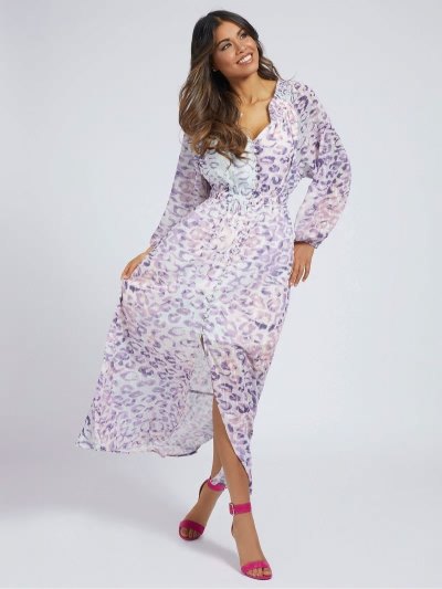 Női Guess Buttons Long Ruha Animalier | HU-142371
