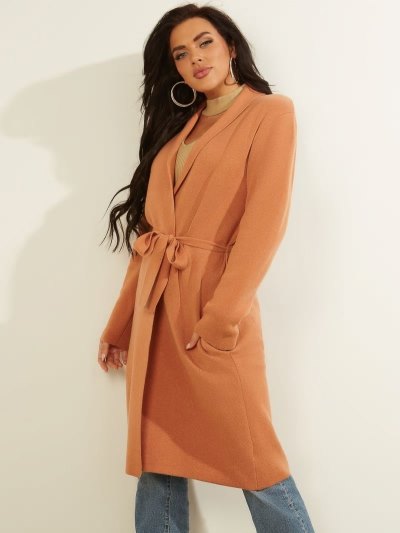 Női Guess Cachemere Blend Belted Kardigán Narancssárga | HU-283391