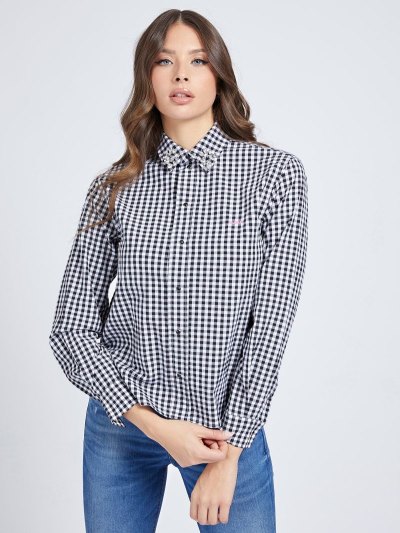 Női Guess Checkered Ingek Fekete | HU-582433