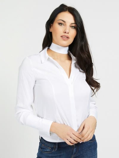 Női Guess Chocker Satin Ingek Fehér | HU-610168