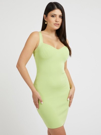 Női Guess Close-fitting Pulóver Ruha Zöld | HU-289117