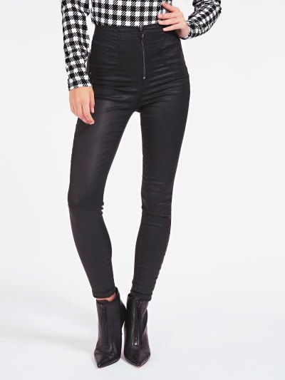 Női Guess Coated Sovány Fit Ruházat Fekete | HU-552764