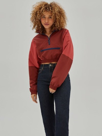 Női Guess Color Block Kabát Piros | HU-608726