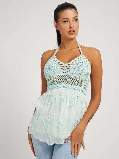 Női Guess Crochet Felsők Világos Türkiz | HU-857276