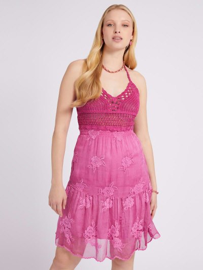 Női Guess Crochet Ruha Fukszia | HU-972530