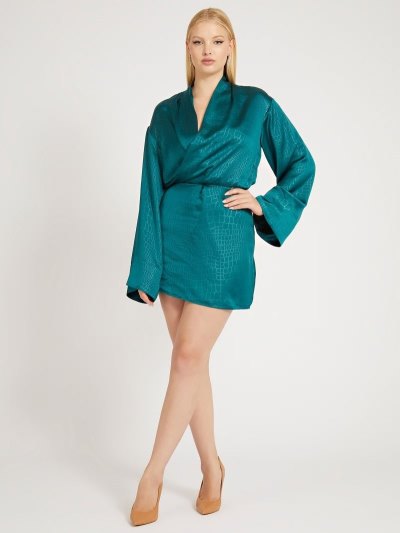 Női Guess Croco Satin Ruha Kék | HU-619230