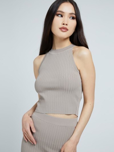 Női Guess Crop Pulóver Felsők Bézs | HU-485489