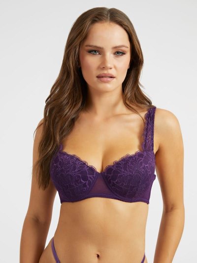 Női Guess Csipke Balconette Melltartók Lila | HU-601475