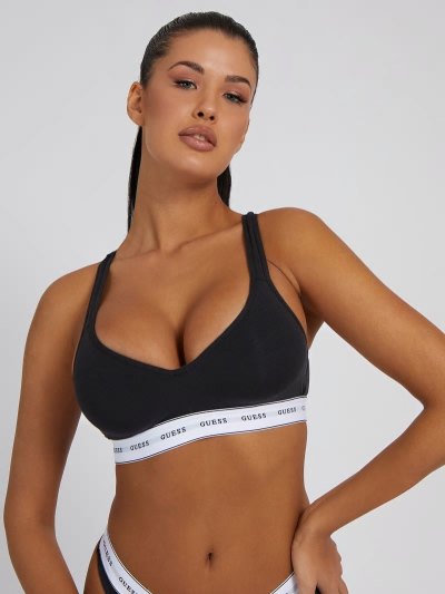 Női Guess Csipke Triangle Bra With Logo Melltartók Fekete | HU-772843