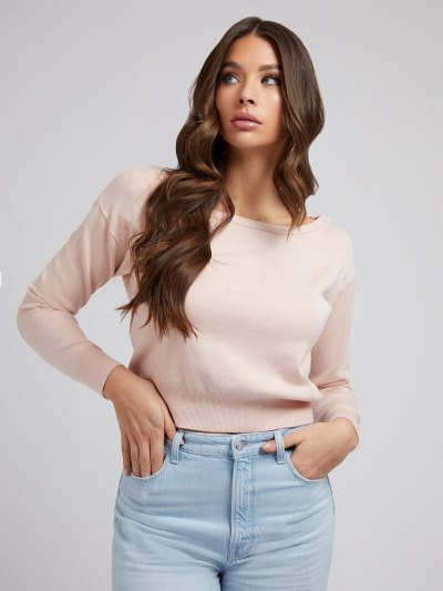 Női Guess Csónak Neck Pulóverek Rózsaszín | HU-902357