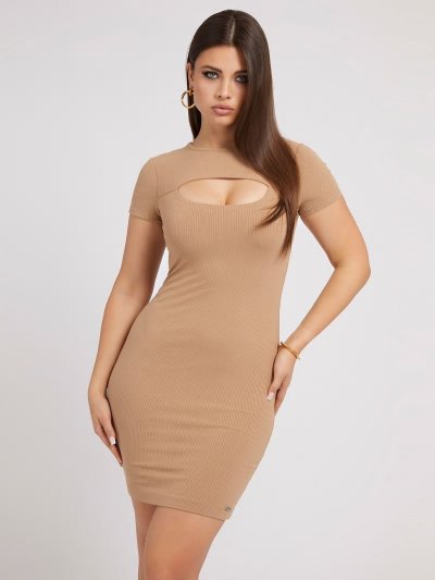 Női Guess Cut-out Detail Ruha Barna | HU-515173