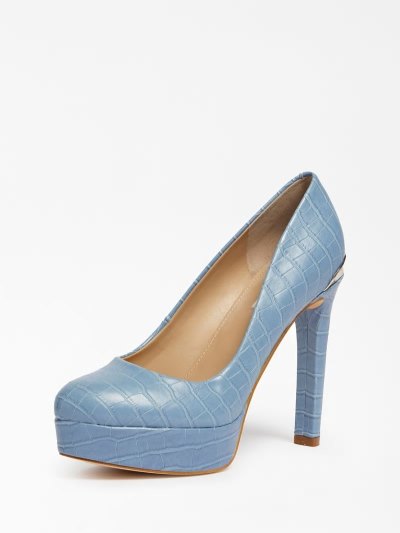 Női Guess Dearly Croc Print Court Cipő Kék | HU-995712