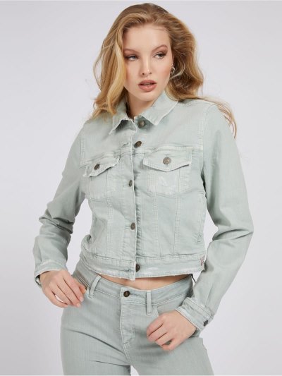 Női Guess Denim Regular-fit Kabát Zöld | HU-994595