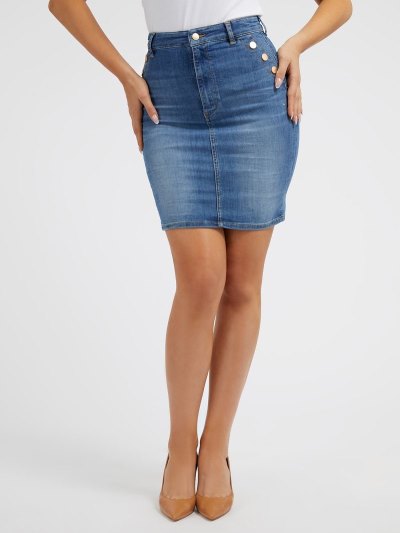 Női Guess Denim Szoknya Kék | HU-679117