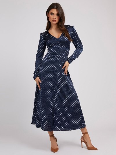 Női Guess Dots Print Ruha Kék | HU-108934