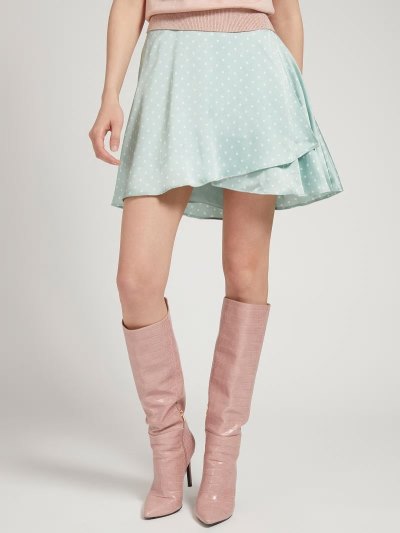 Női Guess Dots Print Satin Szoknya Világos Kék | HU-396564