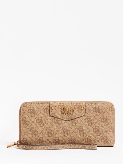 Női Guess Eco Brenton Maxi Pénztárca Bézs | HU-042783