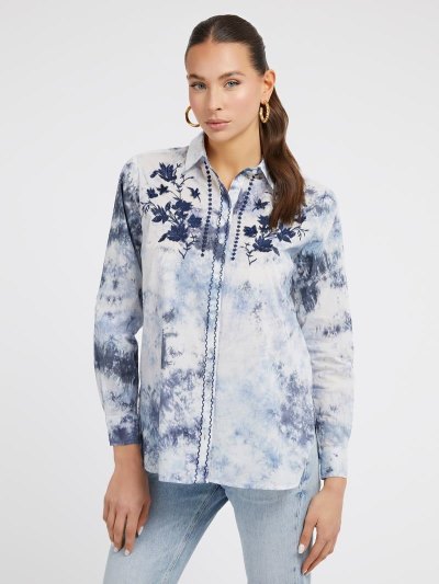 Női Guess Embroidered Ingek Kék | HU-926565