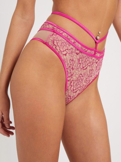 Női Guess Embroidery Mesh Slip Fehérnemű Rózsaszín | HU-784057