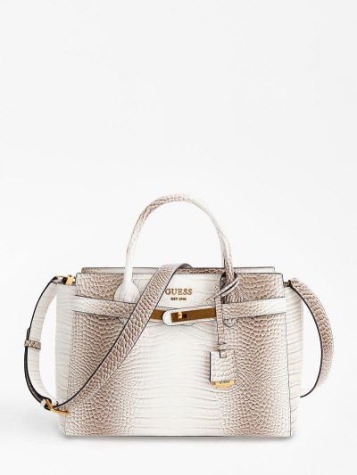 Női Guess Enisa Croc Print Kézitáska Fehér | HU-121858
