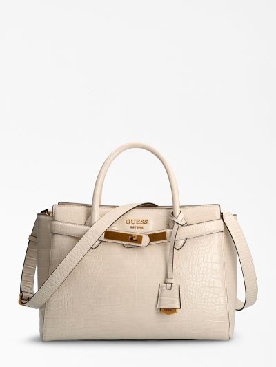 Női Guess Enisa Croc Print Kézitáska Fehér | HU-362704