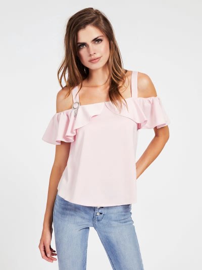 Női Guess Fancy Csatos Satin Felsők Rózsaszín | HU-795949