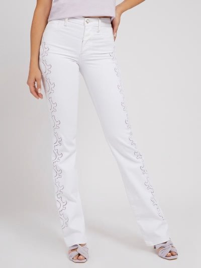 Női Guess Farmer Nadrág Embroidered Ruházat Fehér | HU-098430