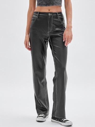 Női Guess Faux Bőr Carpenter Nadrág Fekete | HU-703470