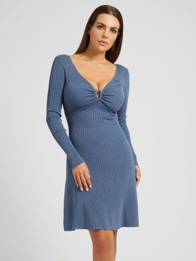 Női Guess Fit And Flare Pulóver Ruha Világos Kék | HU-248228