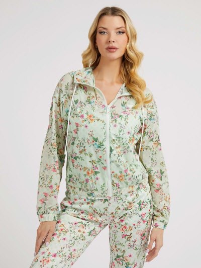 Női Guess Floral Print Széldzseki Színes | HU-207127