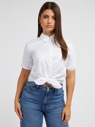 Női Guess Front Knot Ingek Fehér | HU-371445