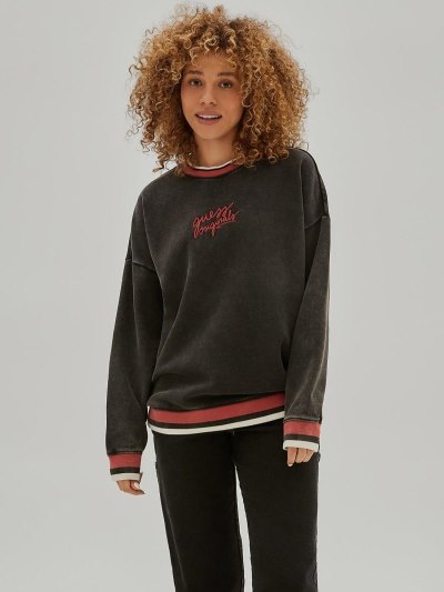 Női Guess Front Logo Pulóverek Fekete | HU-642067